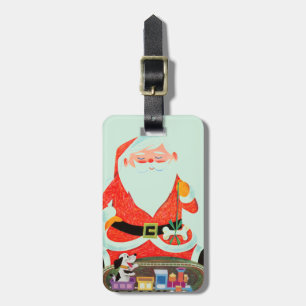Etiqueta De Bagagem Papai noel com trem