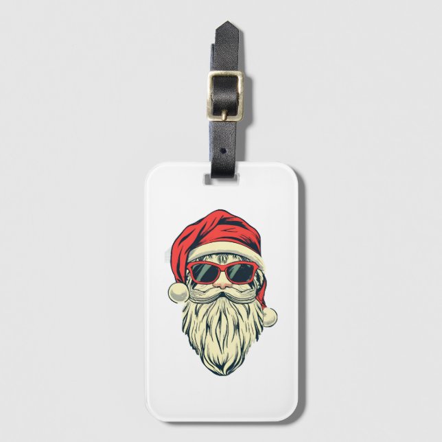 Etiqueta De Bagagem papai noel de óculos (Frente Vertical)