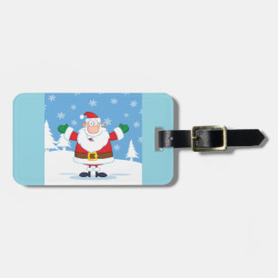 Etiqueta De Bagagem Papai Noel em Cena de Inverno Nevado