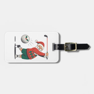 Etiqueta De Bagagem Papais noeis Jogando Golfe Jogador de Natal Golfe