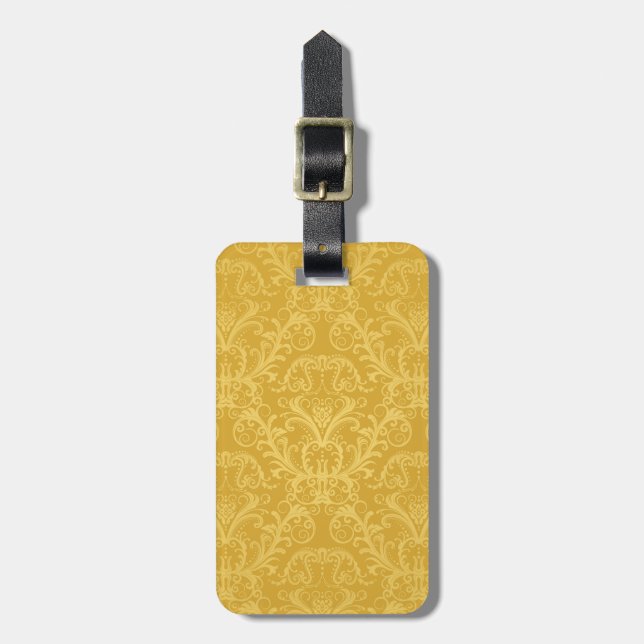 Etiqueta De Bagagem Papel de parede floral dourado luxuoso (Frente Vertical)