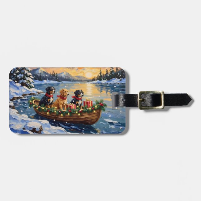 Etiqueta De Bagagem Papillon Christmas Boat Holiday (Frente Horizontal)