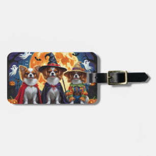 Etiqueta De Bagagem Papillon Dogs Pumpkin Halloween Engraçado
