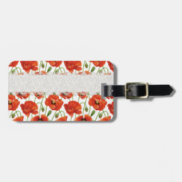 Etiqueta De Bagagem Papoila de florescência vermelha
