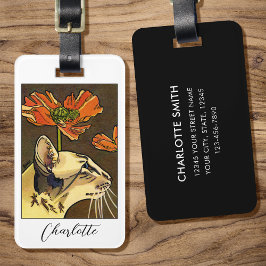 Etiqueta De Bagagem Papoila-laranja Oriental Cat