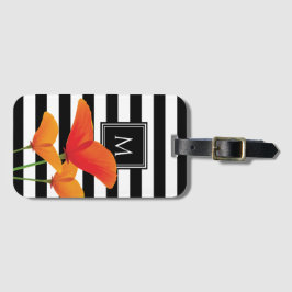 Etiqueta De Bagagem Papoila Negra Chic Monograma