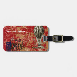 Etiqueta De Bagagem Par Avion Vintage Balão de Ar Quente