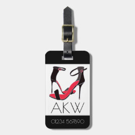 Etiqueta De Bagagem Par de calçados de salto alto a preto com monogram