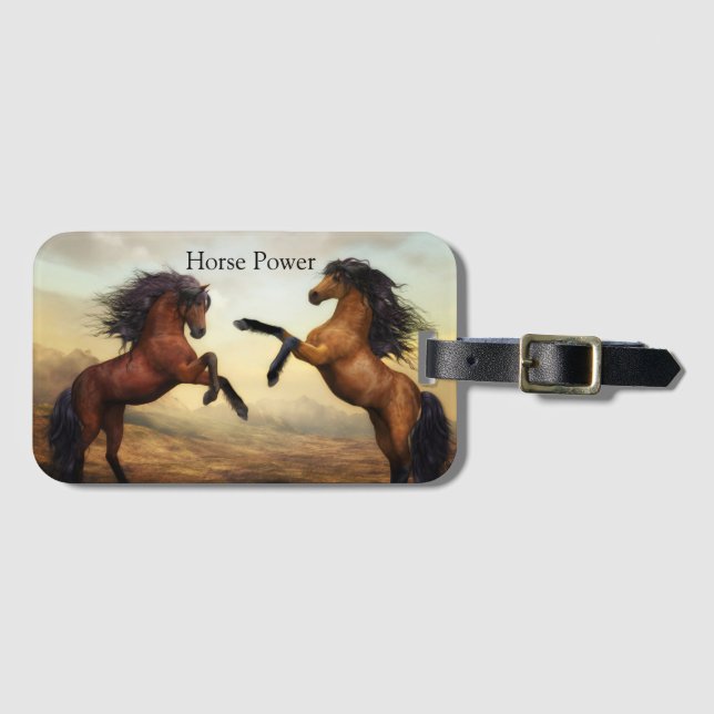 Etiqueta De Bagagem par de cavalos selvagens  (Frente Horizontal)