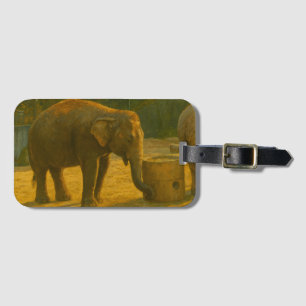 Etiqueta De Bagagem Par de elefante na configuração de santuário