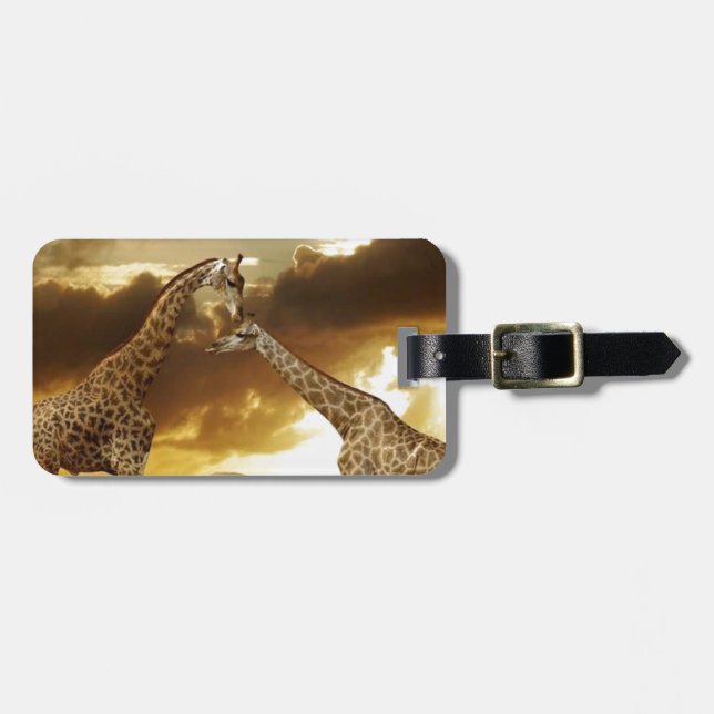 Etiqueta De Bagagem Par de Girafas (Frente Horizontal)