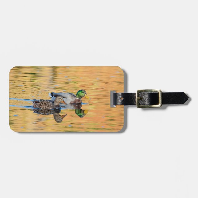 Etiqueta De Bagagem Par de Mallards (Frente Horizontal)