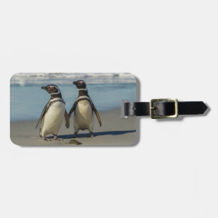Etiqueta De Bagagem Par de pinguins na praia