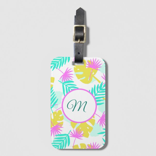 Etiqueta De Bagagem Paraíso Pastel Monogramado (Frente Vertical)