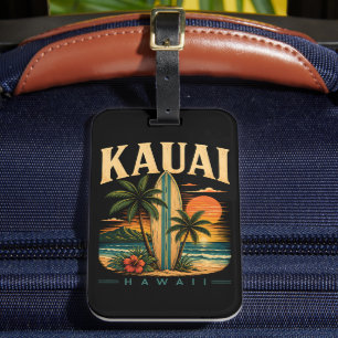 Etiqueta De Bagagem Paraíso Tropical de Surf do Havaí Kauai
