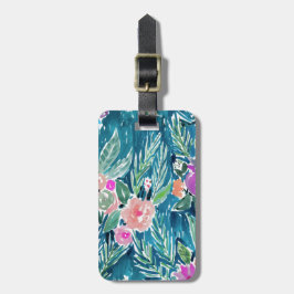 Etiqueta De Bagagem Paraíso tropical do marinho floral