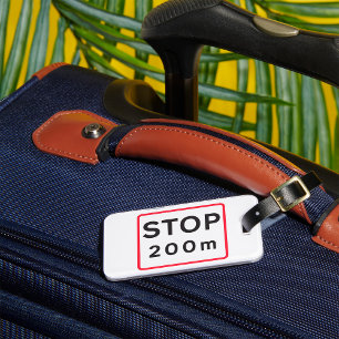 Etiqueta De Bagagem Parar 200m Sinal rodoviário Segurança de Alerta de