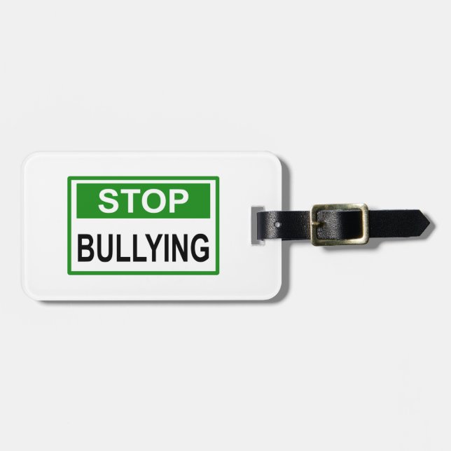 Etiqueta De Bagagem Parar Sinal de Bullying Verde (Frente Horizontal)
