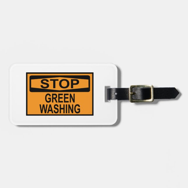Etiqueta De Bagagem Parar Sinal de Lavagem em Verde (Frente Horizontal)