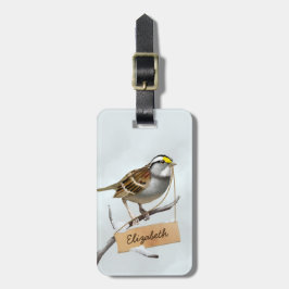 Etiqueta De Bagagem Pardal com garganta branca personalizada
