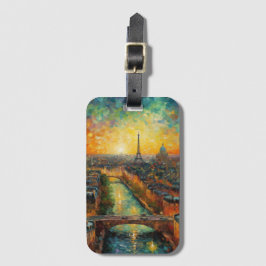 Etiqueta De Bagagem Paris à noite, estilo van Gogh
