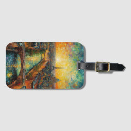 Etiqueta De Bagagem Paris à noite, estilo van Gogh