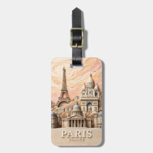 Etiqueta De Bagagem Paris França Europa Moderno Pastel Texturizado Via