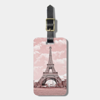 Etiqueta De Bagagem Paris na torre Eiffel cor-de-rosa