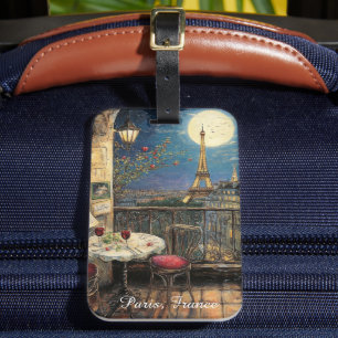 Etiqueta De Bagagem Paris Romântica França Ilustração Torre Eiffel
