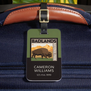 Etiqueta De Bagagem Parque Nacional Badlands Buffalo