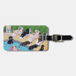 Etiqueta De Bagagem Partido personalizado Labradors da piscina