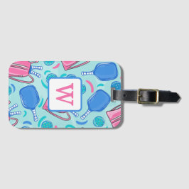 Etiqueta De Bagagem Pás de picleball e bolas Blue Pré-Disquete Inicial