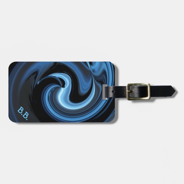 Etiqueta De Bagagem Pássaro Azul abstrato *personalize* (Frente Horizontal)