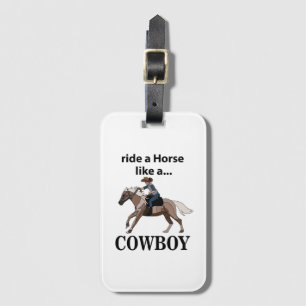 Etiqueta De Bagagem Passeio de Cowboy Montar um Cavalo Como um Cowboy