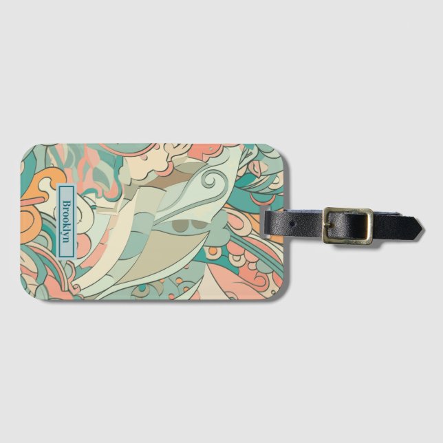 Etiqueta De Bagagem Pastel Abstrato Paisley Pattern (Frente Horizontal)