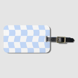 Etiqueta De Bagagem Pastel Blue White Retro Checkerboard Pattern
