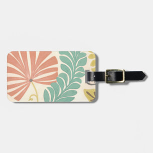 Etiqueta De Bagagem Pastel Floral Vines e Folhas em Fundo de Creme