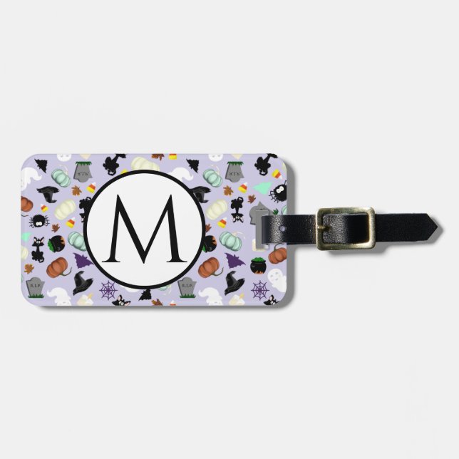Etiqueta De Bagagem Pastel Halloween Monograma (Frente Horizontal)
