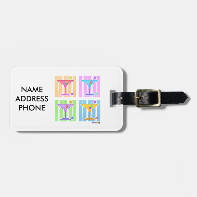 ETIQUETA DE BAGAGEM PASTEL POP ART MARTINIS (Frente Horizontal)