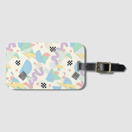 Etiqueta De Bagagem Pastel Retro Memphis Pattern Swirls