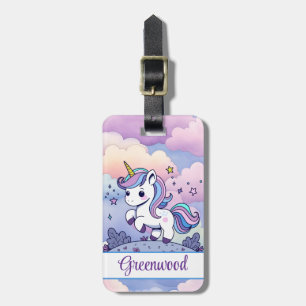 Etiqueta De Bagagem Pastel Unicorn, Nuvens Coloridas, Personalizadas