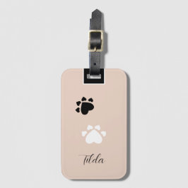 Etiqueta De Bagagem Patas de Coração de Cachorrinho Fofo Personalizado