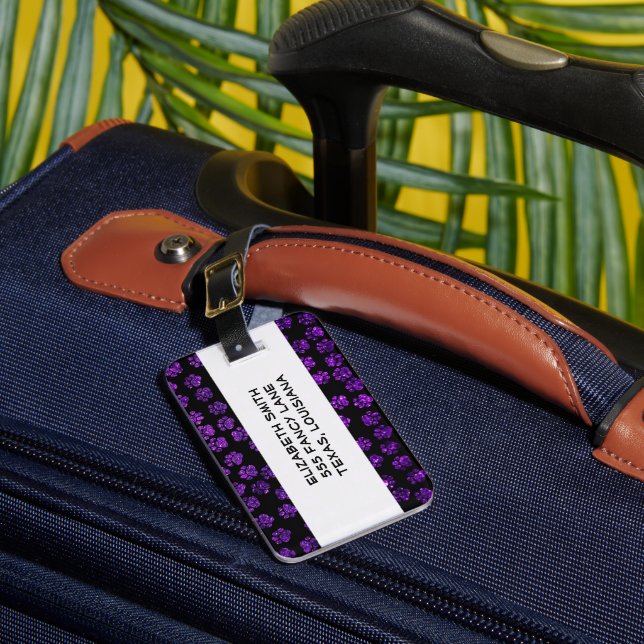 Etiqueta De Bagagem Patas Roxas, Pás Luminosas, Lâmpadas Roxas, Cão (Frente Insitu 1)