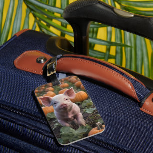 Etiqueta De Bagagem **"Patch da Alegria: Um Feliz Porco de Bebê entre