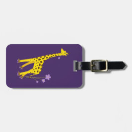 Etiqueta De Bagagem Patinagem de rolo engraçada do girafa dos desenhos