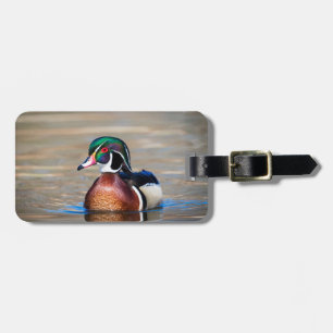 Etiqueta De Bagagem Pato de madeira num lago