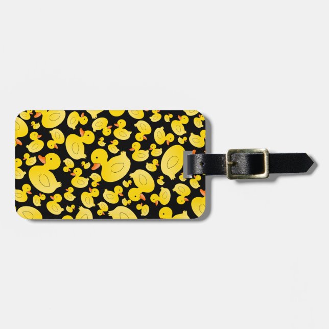 Etiqueta De Bagagem Patos de borracha pretos bonitos (Frente Horizontal)
