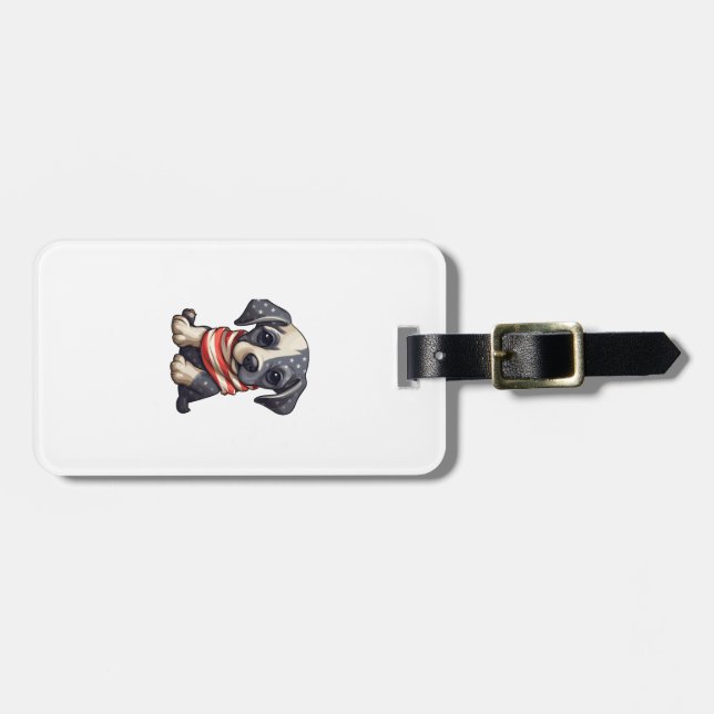 Etiqueta De Bagagem Patriotic Puppy - Style 11 (Frente Horizontal)