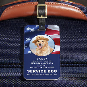 Etiqueta De Bagagem Patriotic Service Dog Photo ID Flag Americano Crac