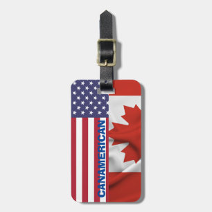 Etiqueta De Bagagem Patriótica, bandeira americana canadense, 4 de jul